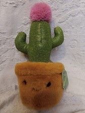 FAO Sparklers 9" Plush Saguaro Cactus Pink Flower Sparkly Green NEW Desk Decor