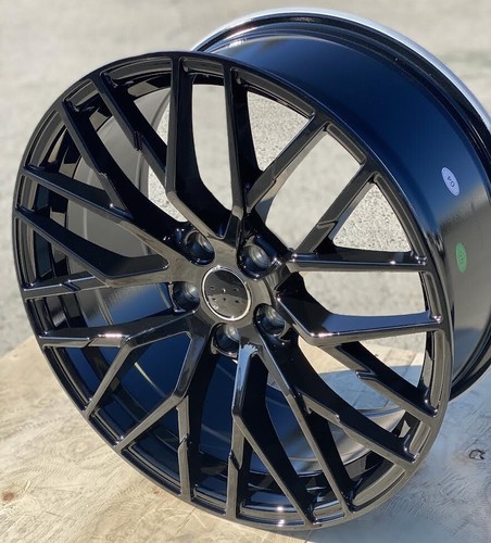 19X8.5 5x112 Gloss BLACK WHEELS FITS AUDI A4 A5 A7 S4 S5 Q3 Q5 RS4 RS5 set of 4 - Picture 4 of 6