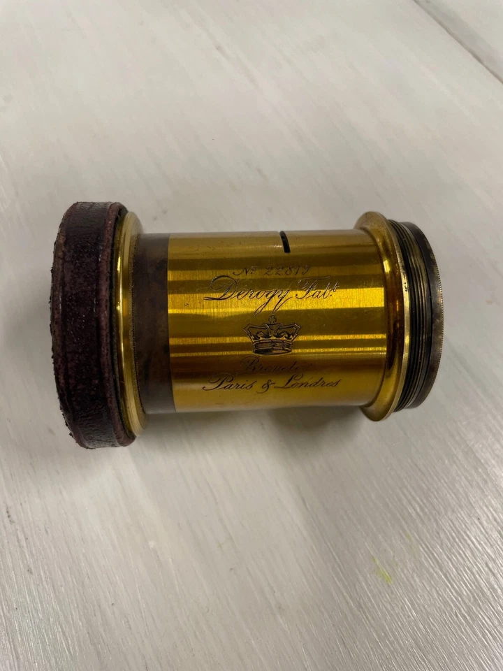 RARE ANCIEN OBJECTIF APPAREIL PHOTO DEROGY N° 3 LAITON ANTIQUE BRASS CAMERA LENS - Photo 2/3