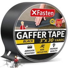 XFasten Black Gaffers Tape 3 Inch x 30 Yards 90ft Residue-Free Matte Black Ga...