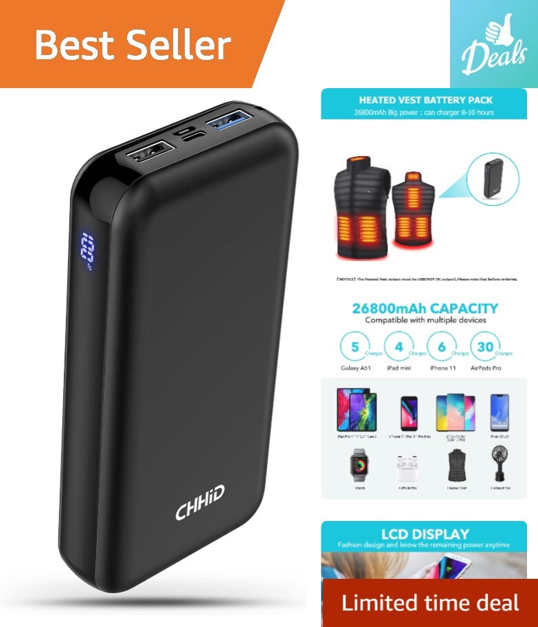 Portable Charger Power Bank - Dual USB 26800mAh - LCD Display - 5V 2A Battery...-image