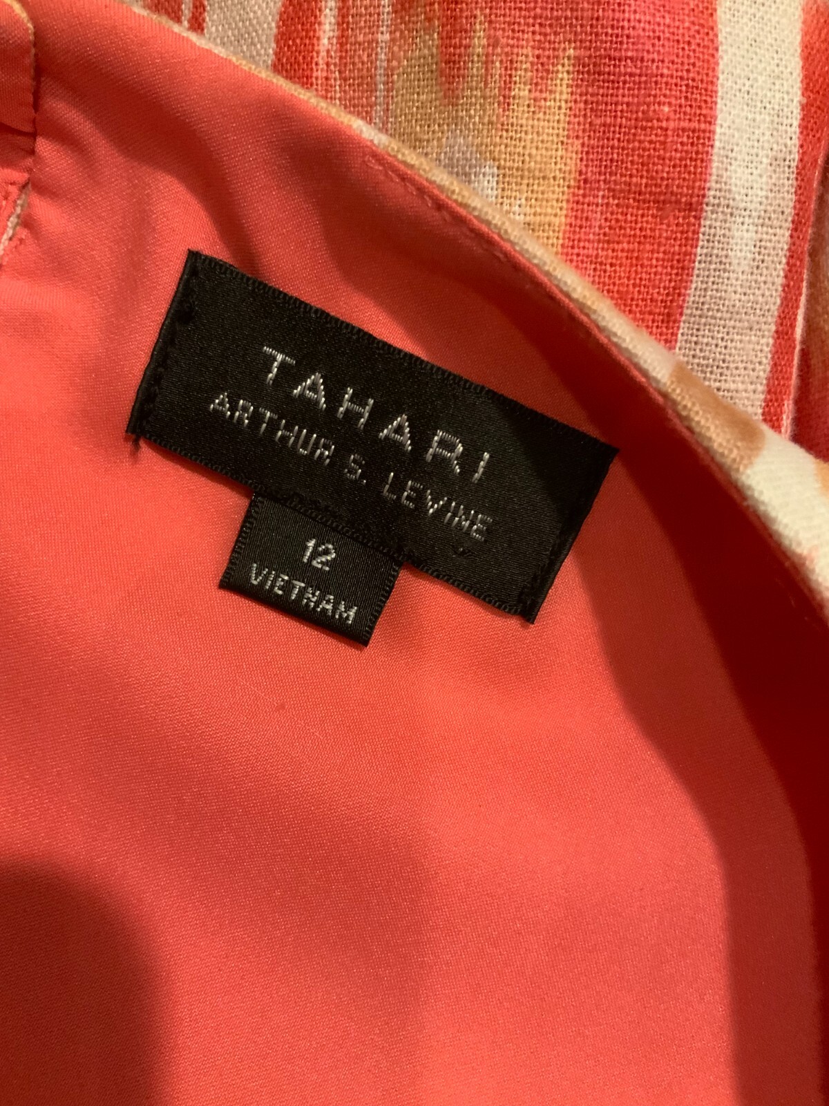 Tahari Arhtur S. Levine Coral, Tan & White Patter… - image 9