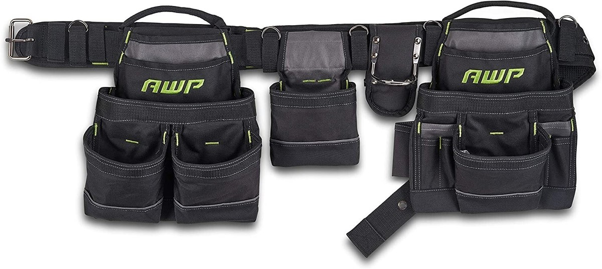 AWP General Construction Carpenter Tool Rig Padded Adjustable Tool Belt  Black
