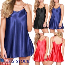 Women's Pajamas Satin Lingerie Nightgown Spaghetti Strap Sleepwear Slik Chemise