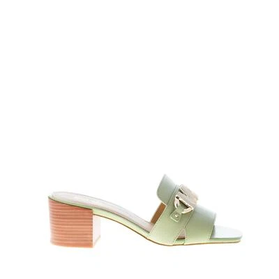 MICHAEL KORS damen schuhe Izzy salbeigrün leder mule mit silber messing logo - Bild 1 von 4