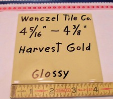 1 pc. Harvest Gold: Glossy Ceramic Tile; unknown maker 4-5/16"- 4-3/8" New Stock