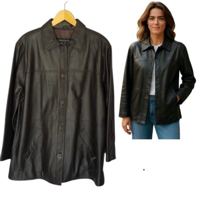 Leather Centigrade Jacket Women's Size 1X Chocolate Brown Coat Style New w/Tags