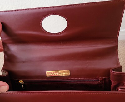 AUTH CARTIER VINTAGE KELLY-DESIGN TOP HANDLE LEATHER BAG PREOWNED