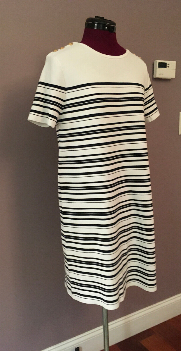 NWT ZARA WOMEN'S STRIPED KNIT MINI DRESS WHITE /NAVY SIZE XS