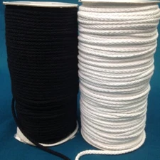 Cotton Drawcord 3/16" 1/4" 3/8" Round Braided Drawstring Draw Cord-White/Black 