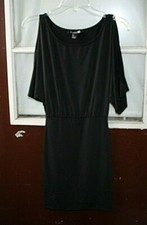Forever 21 Black Dress size S Open Batwing Sleeves Stretch Fabric -D -9