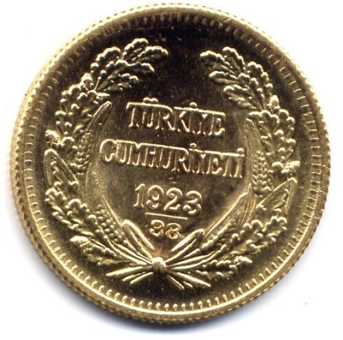 Turkey - Turchia - Türkiye : 100 Kurush 1923 38 1961 Kemal Ataturk : oro gold - Bild 1 von 2