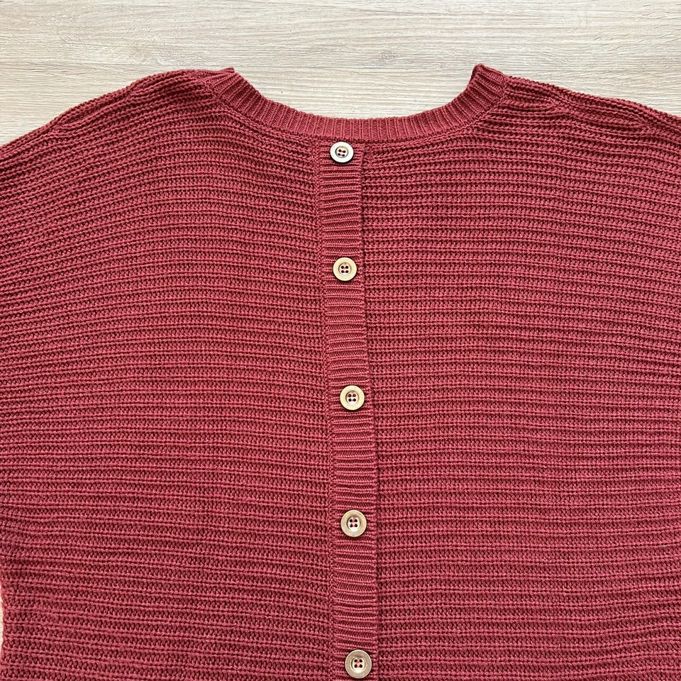 Juniper Ln Maternity Sweater Back Buttons Dolman Sleeve Cable Knit Rust Red Sz M - Image 4 of 4