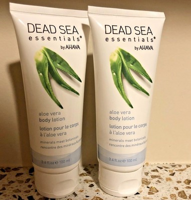 DEAD SEA ESSENTIAL by AHAVA Aloe Vera Body Lotion 3.4 Fl Oz Each Set of 2