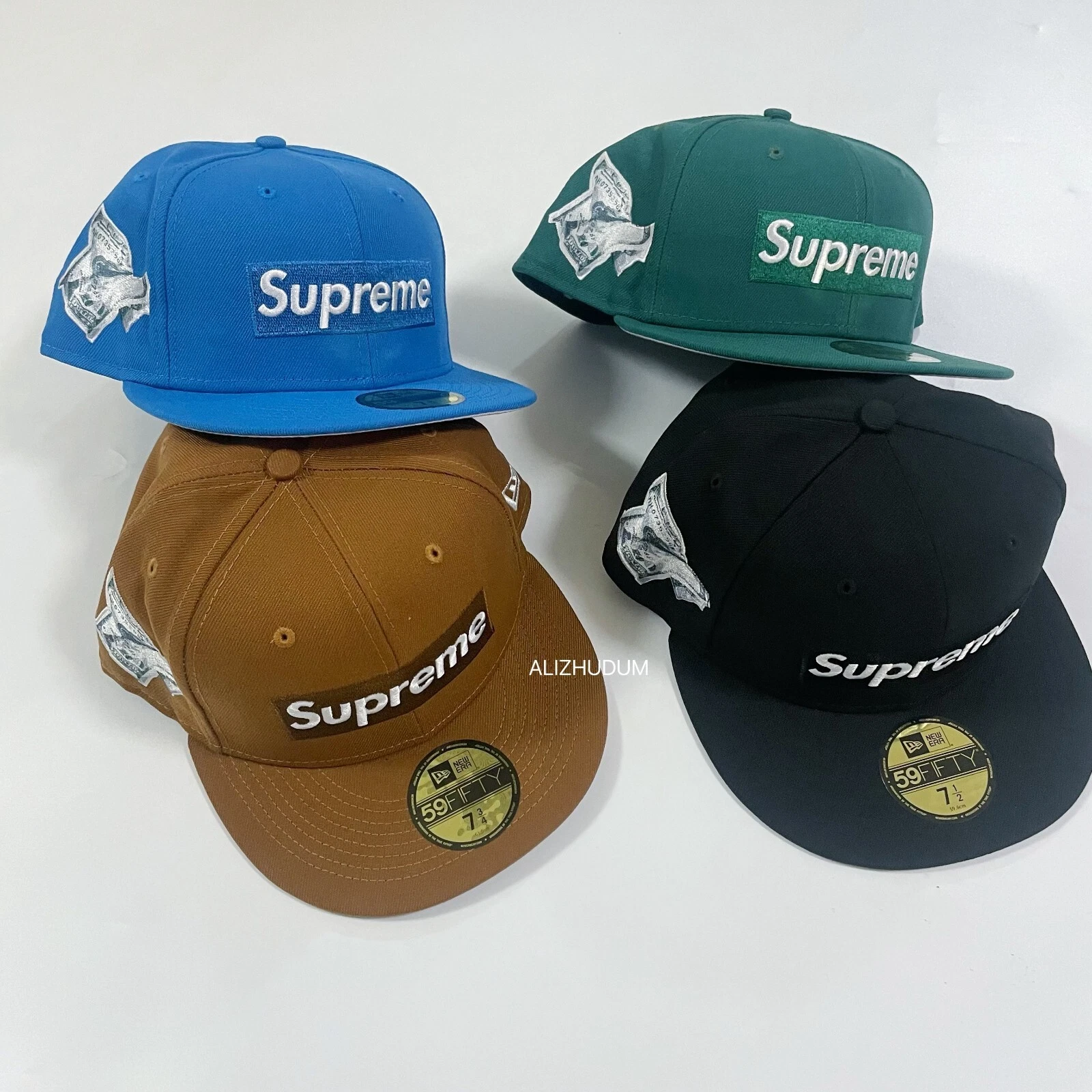 LOGO SUPREME FW22 BOÎTE ARGENT CHAPEAU NEUF ÉPOQUE NOIR MARRON VERT BLEU