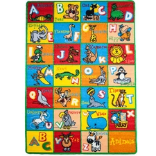 Large Classroom Rugs for Kids Alphabet Animal Playtime 3x5-5x8-8x10New Design