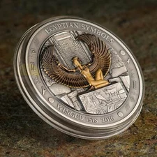 Winged Isis 3oz Silver + 0.5g Gold Coins Palau 2016