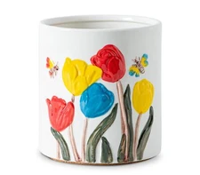 Tulip Kitchen Utensil Holder Ceramic Utensil Holder For Kitchen Counter White...