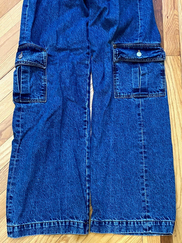 Revice Womens Ultra Blue Denim The Baja Cargo Wide Leg Jeans Size 26 - Picture 2 of 7