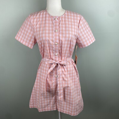 NWT Ban.do EASY ROMPER in PICNIC PLAID with faux pearl buttons size Small 