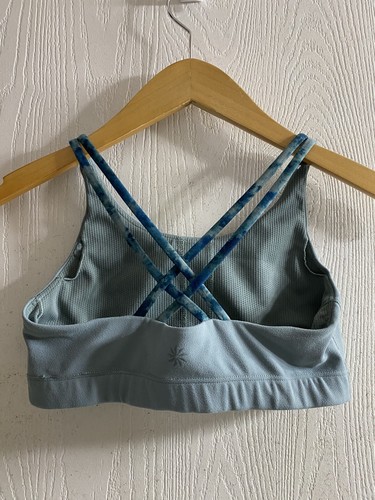 Athleta Girl Sports Bra Strappy Criss Cross Back Blue Tye Dye Girls Size 12 - Picture 2 of 3