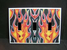 FLAMES FIRE # 1 HOT ROD BIKER  RED AND ORANGE  LIGHT SWITCH COVER PLATE