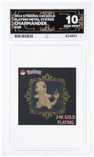 Charmander 24k Gold Plated Metal Sticker - Korean Popping Candy - ACE GEM MT 10