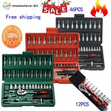 Socket Wrench Set 1/4" Drive Ratchet Metric Kit US