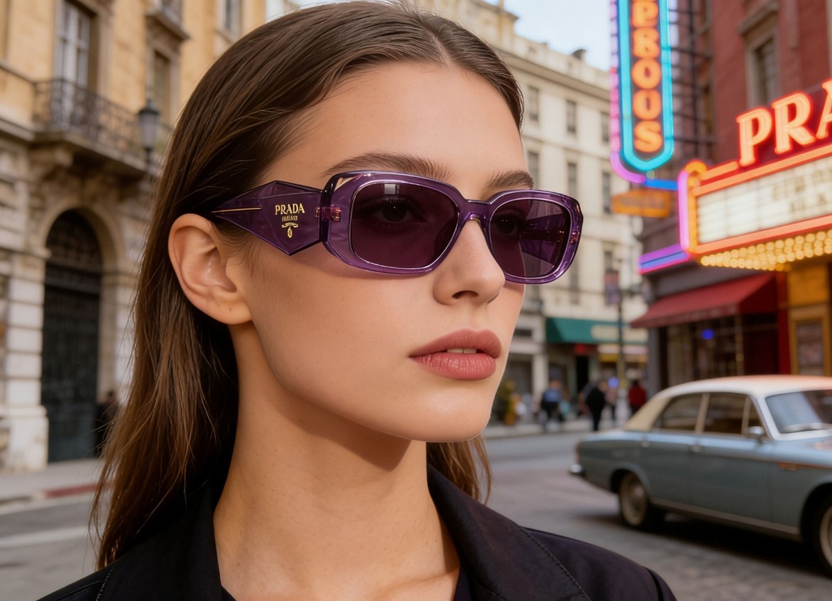 Prada PR17WS Women's Sunglasses Transparent Purple Retro Square