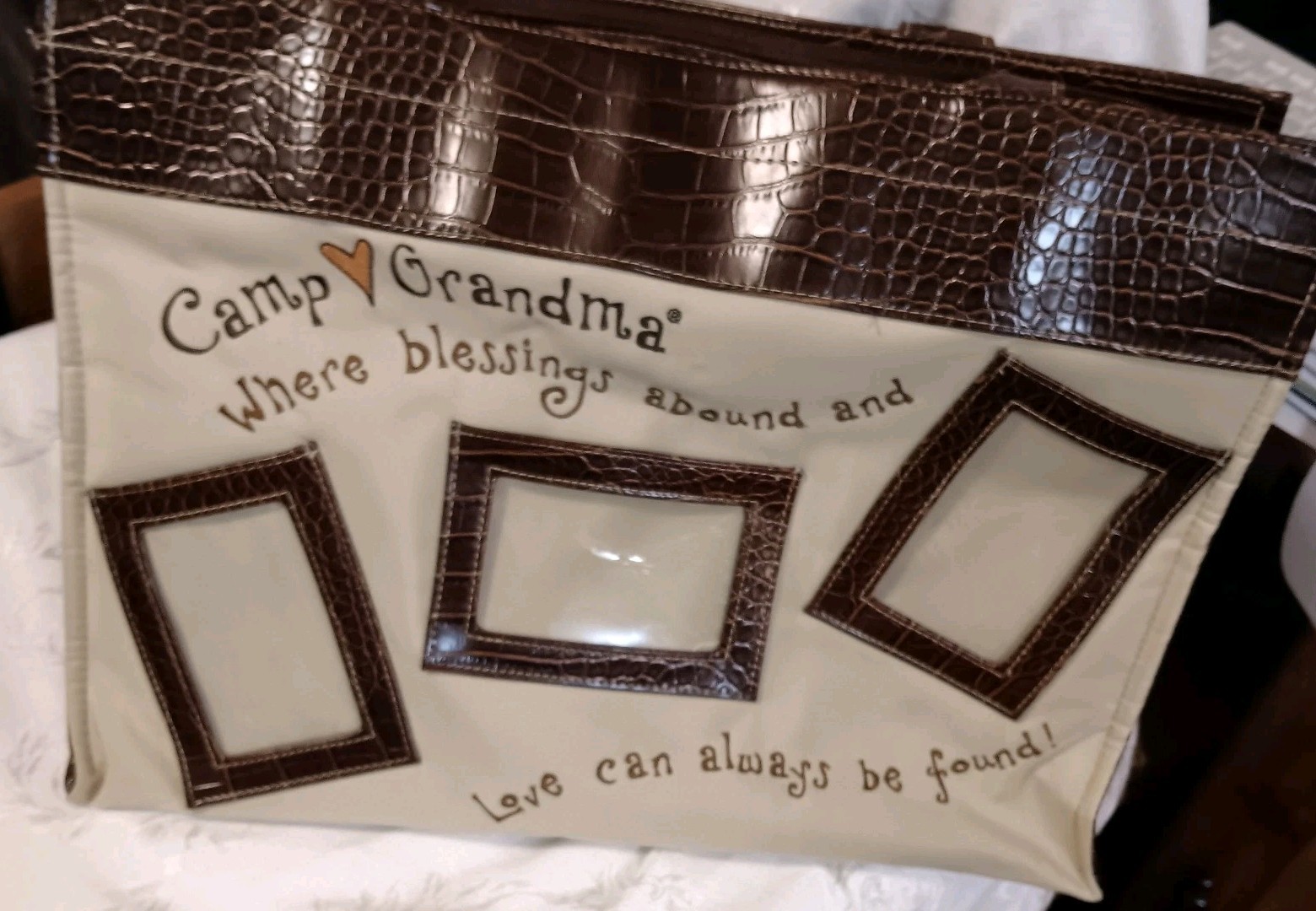 Grandma's Tan Canvas Tote with Leather Trim for Overnight Stays