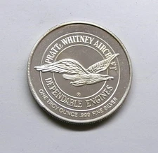 Pratt & Whitney Aircraft Dependable Engines, 1 Oz .999 Silver Proof Round