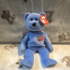 Ty Beanie Babies Glory Bear Plush 2000 American Flag Patch Original Tag