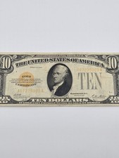 Series 1928 $10 Ten Dollar Gold Certificate Gold Seal Note Woods/Mellon FR#2400