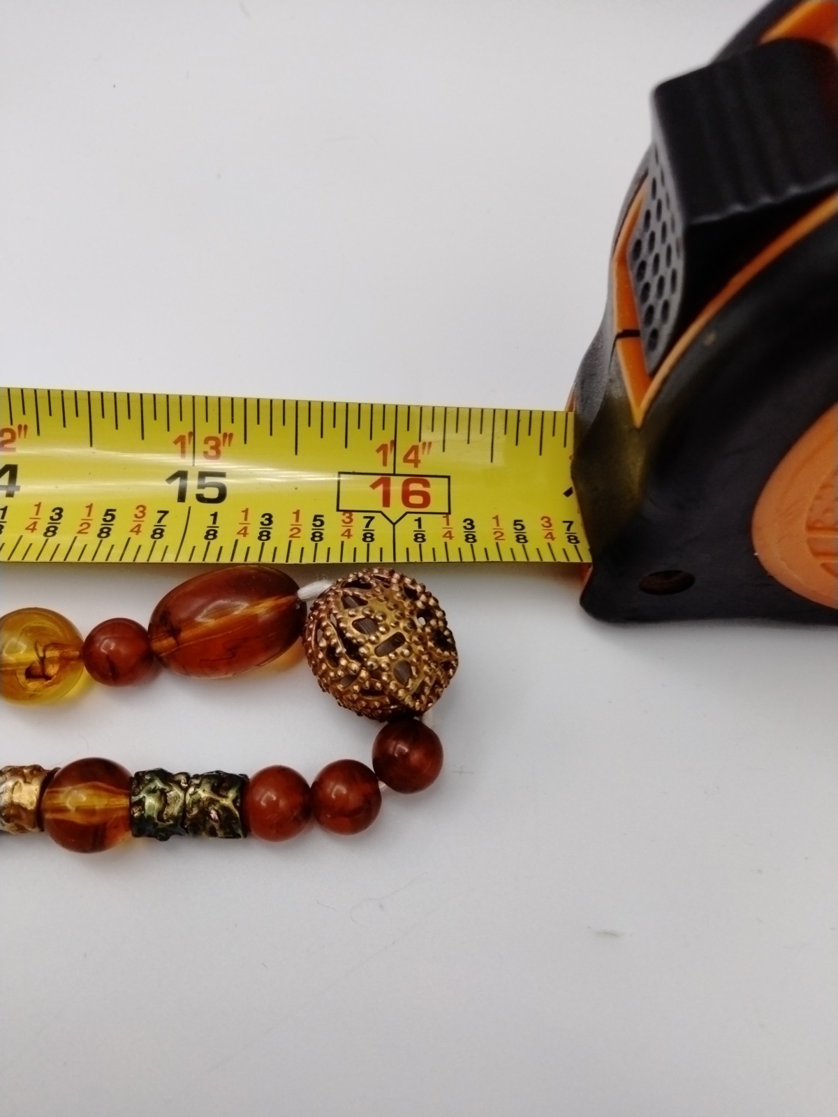 Express Beaded Statement Necklace Orange Amber Go… - image 14