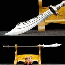Chinese Kung Fu 9 Ring Broadsword Dadao Wushu Sword Stainless Steel Blade Handle