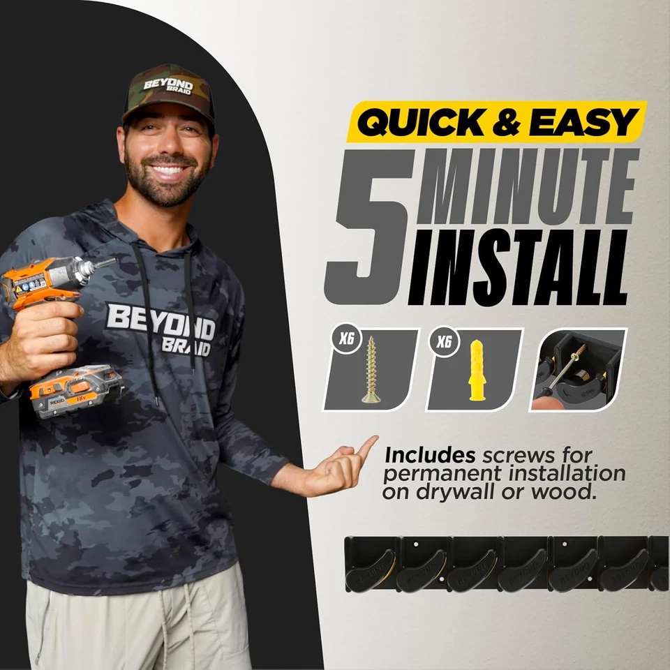 Estante vertical para caña Beyond Fishing GripLock - a - paquete de 1, negro Foto 3 de 4