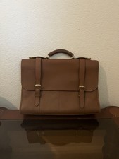 Jack Georges University Executive Brown Leather Briefcase Bag Messenger 2499 EUC