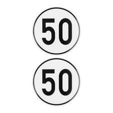 Set adesivi velocità 50 km/h, 2 pz, Ø 20 cm, pellicola adesiva
