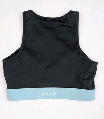 WILO Size Small Australia Sports Bra Black & Teal Includes Pads