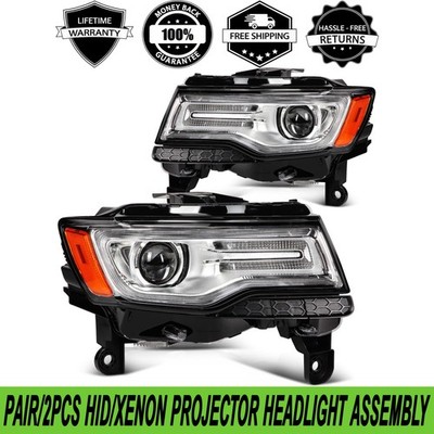 PAIR/2PCS HID/Xenon Projector Headlight W/LEDDRL For Jeep Grand Cherokee 2014-21