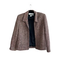 Doncaster Red Black and Beige Tweed Open Drape Blazer Jacket