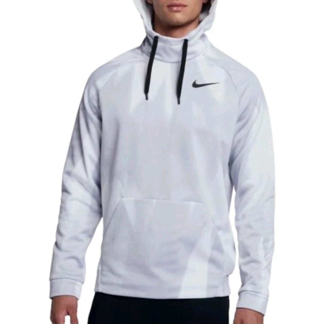 Nike Therma-fit Men's White/Gray Fleece Pur Platinum Hoodie 864107-043, Large