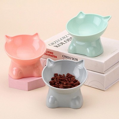 Pet Cat Food Bowl Food & Water Shallow Cat Dish Tilt Cat Plate Feeding