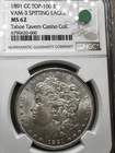 1891-CC Morgan Silver Dollar - VAM-3 Spitting Eagle - NGC MS62 Tahoe Tavern Coll
