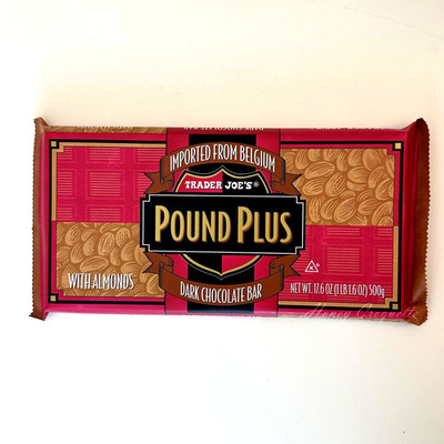 Trader Joe's Pound Plus Dark Chocolate Bar with Almonds 17.6 oz