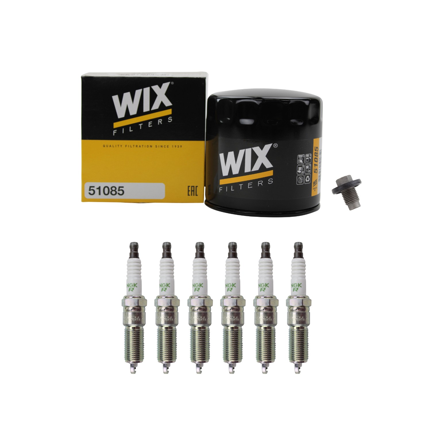 Wix Engine Oil Filter  NGK 6 V-Power Spark Plugs kit for Caravan Sebring V6 MFI