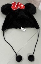 Authentic Disney Parks Minnie Mouse Bow Hat With Ears Beanie Muffs Pom Pom