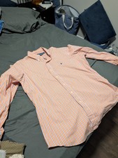 Ralph Lauren Custom Fit XL Orange White Striped Button-Down Shirt