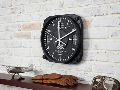 Altimeter Wall Clock, Aviation Instrument, Pilot Gift, Aircraft Decor 10'' dial.