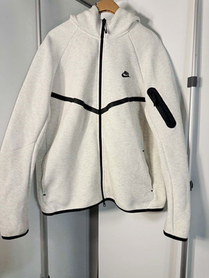 #309 Nike Tech Fleece Full Zip Hooded Fleece Hoodie Pockets Mens XL Gray/Black